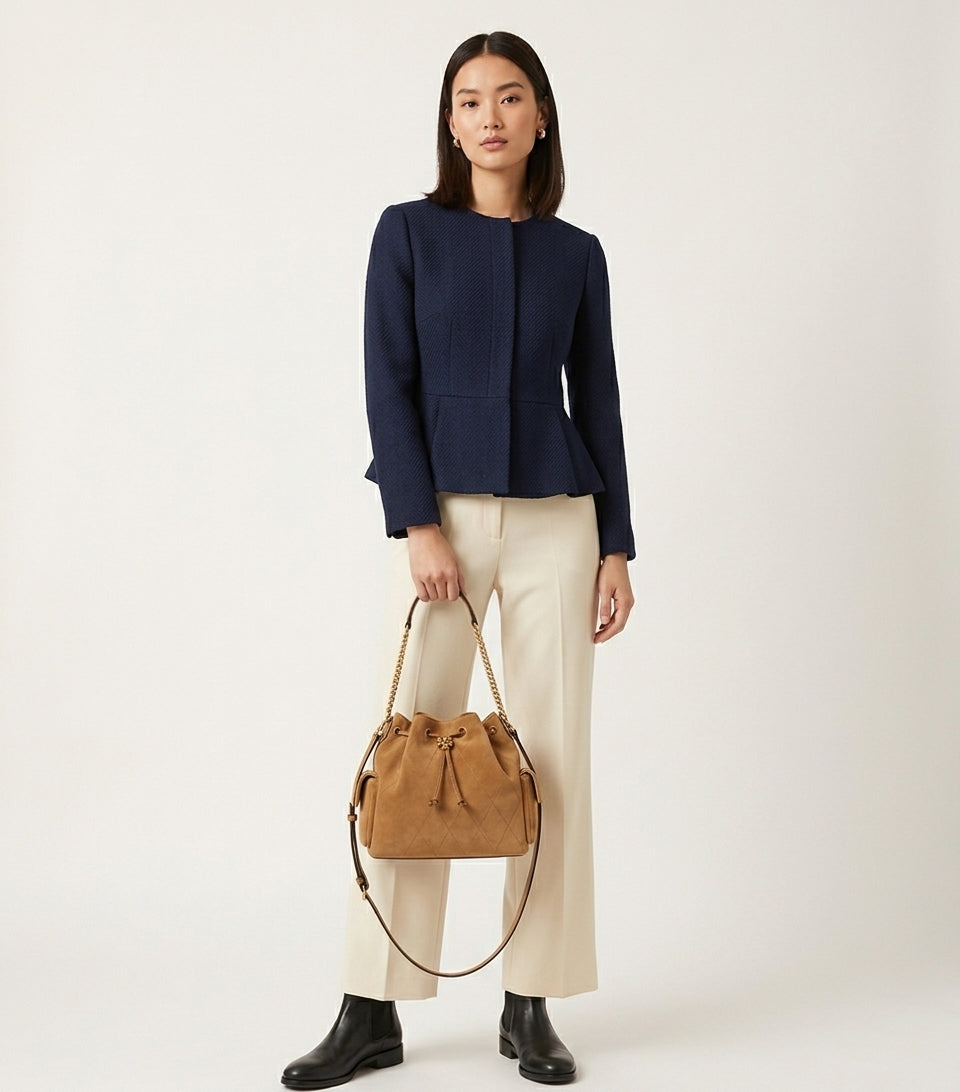 Lorensa x CHARLIE QUILTED SUEDE DRAWSTRING SHOULDER BAG
