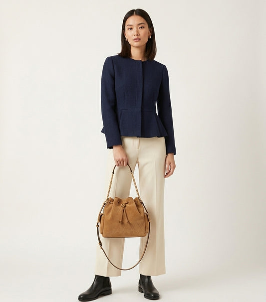 Lorensa x CHARLIE QUILTED SUEDE DRAWSTRING SHOULDER BAG