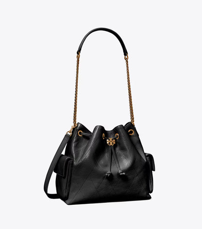 Lorensa x CHARLIE QUILTED SUEDE DRAWSTRING SHOULDER BAG